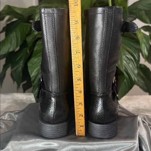 Naturalizer Black Leather Mid-Calf Side Zip Moto Boots - Women's Size 7M - Picture 10 of 15